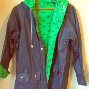 Vintage whale print rain jacket